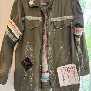 Embroidered Olive Green Women's Jacket